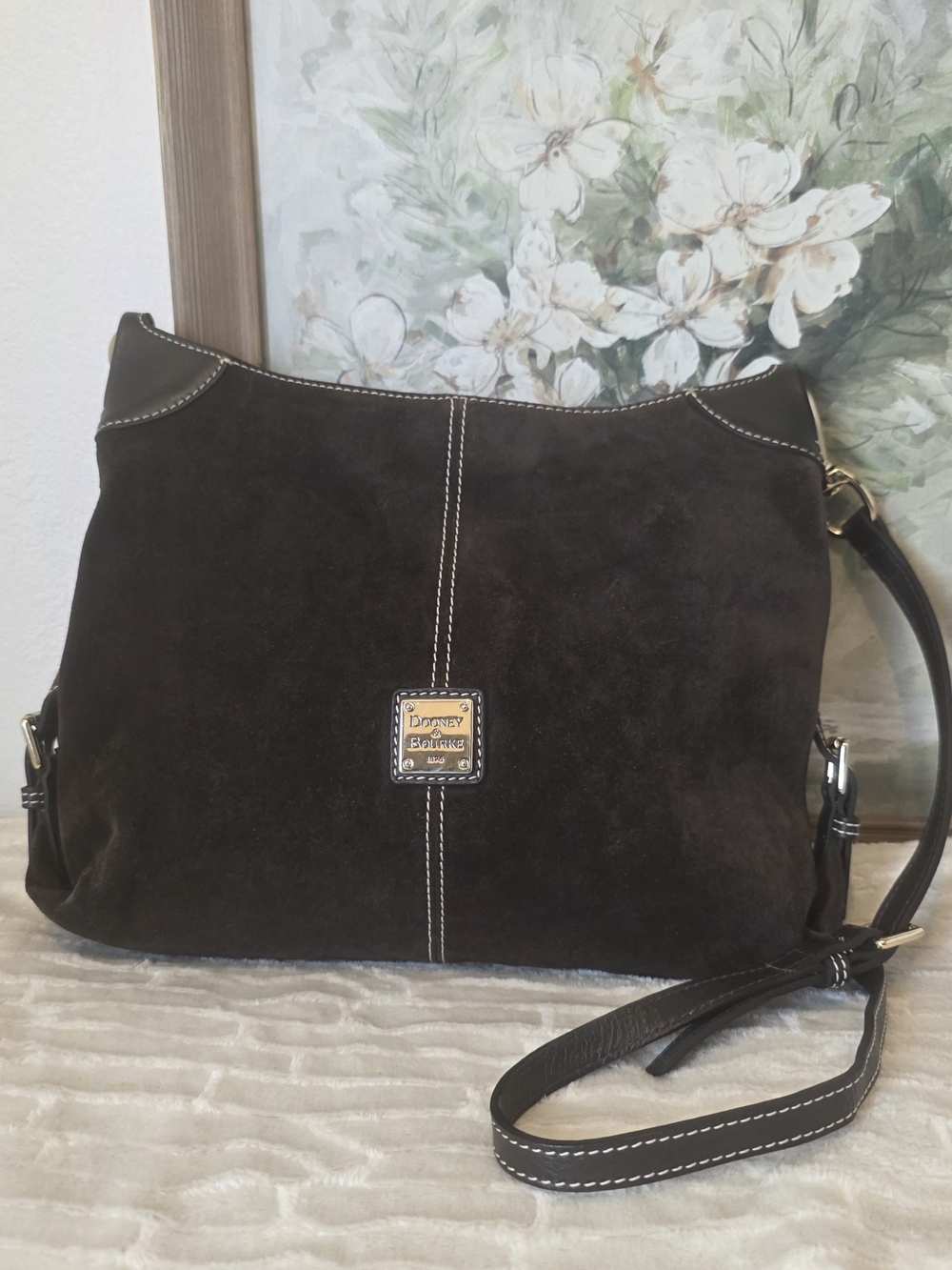 Dooney & Bourke Dark Brown Suede Crossbody/Shoulder Bag